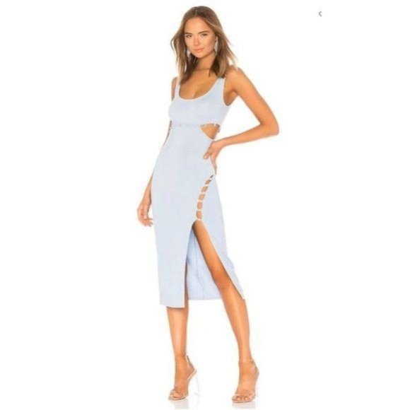 NWT H:ours Samiah Midi Dress in Baby Blue XL *missing button - Picture 1 of 9